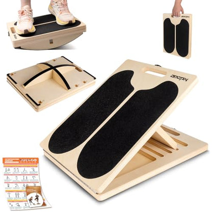 3-in-1 Slant Board & 180°/360° Balance Board, 460 LBS Capacity Calf Stretch