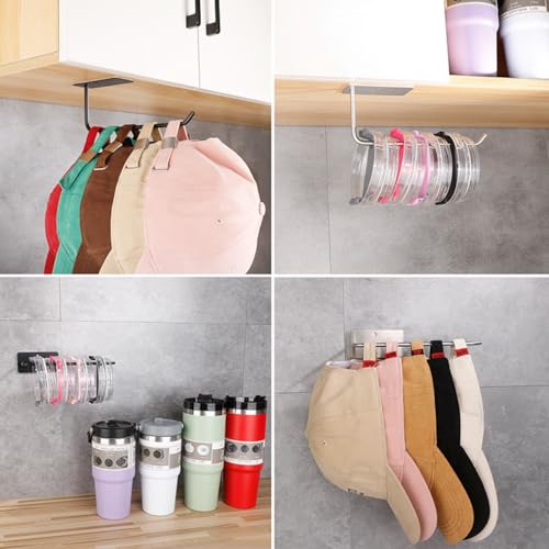 Tumbler Lid Organizer 1Pack, Paper Towel Holder Space Saving Cup Lid Organizer, Self-Adhesive or Drilling Tumbler Lid Hook for Kitchen Organizers and Storage (Silvery)