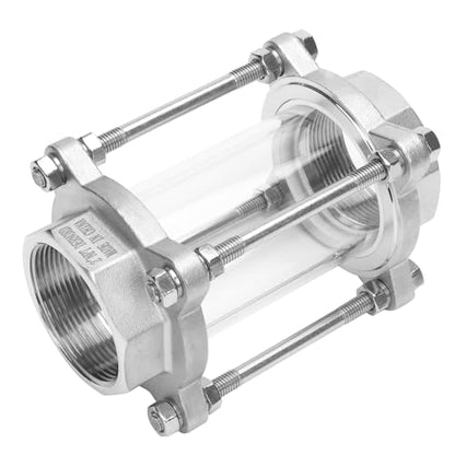 DERNORD in-Line Sight Glass with Female Thread,Flow Sanitary Straight Sight Glass SUS316 2" NPT Female