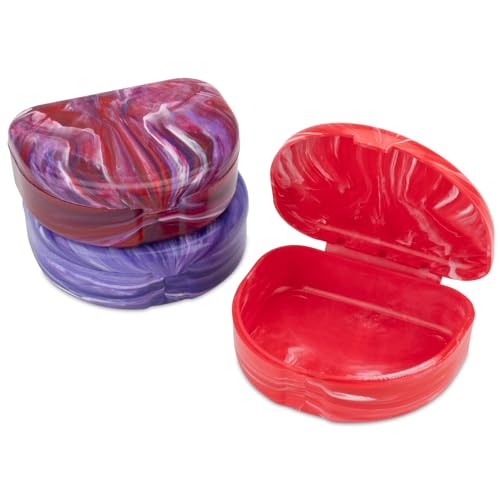 Practicon Marble Retainer Cases, Orthodontic Aligner Case, Mouth Guard Holder (3 Pack) (Wild Berry) - color: Wild Berry
