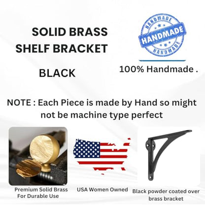 STYLENT Decor Decorative Brass Shelf Bracket, Heavy Duty and Antique Shelf Bracket for Shelving Modern L Shaped Design (Pack of 1) ( Black, 4.5 Inches)