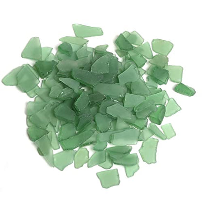 Sea Glass for Crafts - Decorative Frosted Seaglass Pieces - 16oz - Vase Filler, DIY Art Craft Supplies - Beach Wedding, Home Decor, Aquarium Decor (Green)