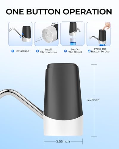 Water Dispenser Pump, USB Charging Automatic Drinking Water Pump for Mini Water Jug Dispenser Portable, Ideal for Home Kitchen Living Room Office Camping - color: Black-white
