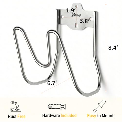 JBscoop Garden Water Hose Holders for Outside wall Mount - Silver SUS304 Garden Hose Hangers, Hose Hanger Hose Hooks for Water Hose, Extension Cords