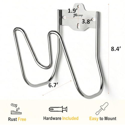 JBscoop Garden Water Hose Holders for Outside wall Mount - Silver SUS304 Garden Hose Hangers, Hose Hanger Hose Hooks for Water Hose, Extension Cords