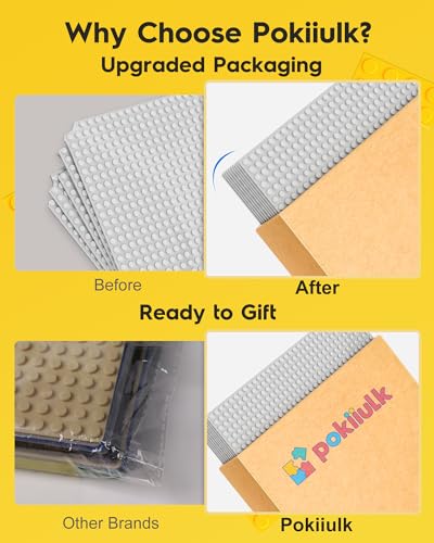 Pokiiulk Classic Baseplates Building Plates-Pack of 10 Large 10" x 10" Building Bricks Compatible with All Major Brands,Perfect STEM Gift for Builders Age 3+,Grey