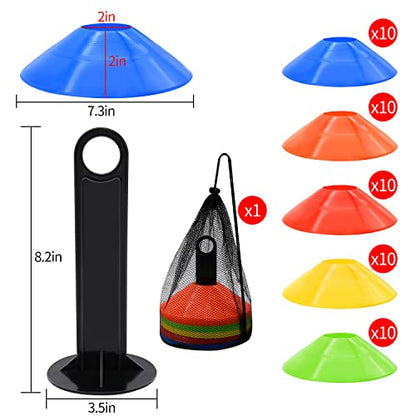 50/100/200pcs Disc Cones, Soccer Cones with Carry Bag and Holder, 5 Colors | for Football, Soccer, Basketball Training Equipment - size: 100pcs