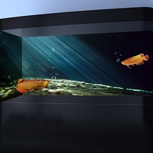 72X16 Inches Fish Tank Aquarium Background, 3D Black Sunshine Underwater World Background Decor, Undersea Theme Durable Polyester Background with 8 EVA Double-Sided Tapes - size: 72X16in/180X40cm
