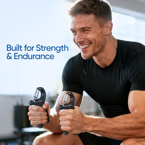 FitBeast Grip Strength Trainer 2 Pack – Adjustable Hand Grip Strengthener for Strength Training & Rehabilitation, 10-132 lbs Resistance Forearm Strengthener, Ideal for Athletes, Rehab, Office - color: Black
