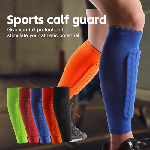 2 Pack Soccer Shin Guards Soccer Adult Kids, Anti-Collision Soccer Shin Guards for Kids Soccer Shin Pad with Honeycomb Pads, Shin Defender Shin Guard Sleeves - color: Blue, size: Medium