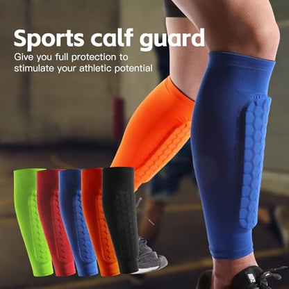 2 Pack Soccer Shin Guards Soccer Adult Kids, Anti-Collision Soccer Shin Guards for Kids Soccer Shin Pad with Honeycomb Pads, Shin Defender Shin Guard Sleeves - color: Blue, size: Medium