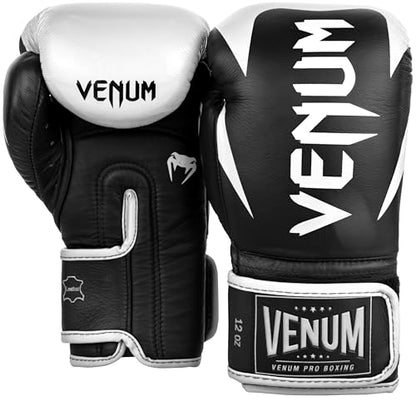 Venum Hammer Pro Boxing Gloves - color: Black/White, size: 12oz, style: Hook and Loop