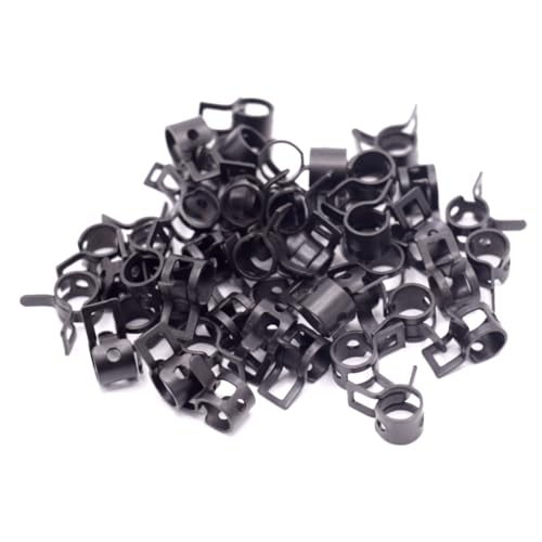 50Pcs 1/4 inch (6mm) ID Spring Band Type Action Hose Clamp, 0.25 inch Black Manganese Steel Spring Clip Pipe, Ideal for Fuel Line, Silicone Hose Line, and Water Pipe - size: 6mm