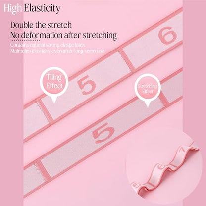 Multi-Loop Stretch Band - Yoga, Pilates, Ballet, and Physical Therapy Stretching Strap for Flexibility, Leg Stretching, and Exercise - Durable Stretching Equipment - color: Pink - 11 Loops