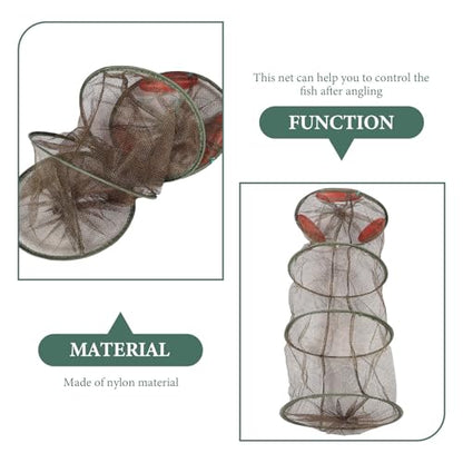TOYANDONA Fishing Mesh Net Drawstring Fish Guard Net Brown Thickened Four-Ring Sturdy Mesh Lightweight for Small Fish Shrimp Protection Outdoor Anglers