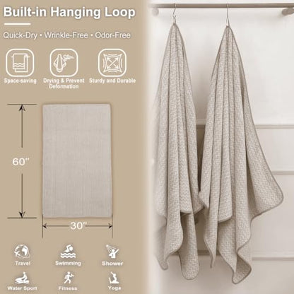 JML Microfiber Bath Towels, 2 Pack, 30x60 in, Fine Wave Camel - color: Cationic Fine Wave Camel, size: 30 in x 60 in