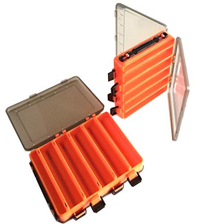Fishing Tackle Box Set – 2-Pack Double-Sided Reversible Lure Organizer (Orange,10-Slotx2)