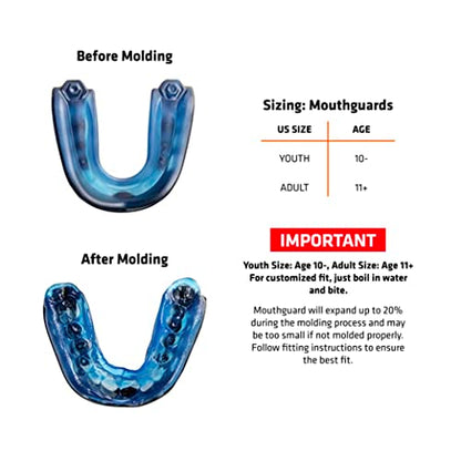 Shock Doctor Mouth Guard Sports, Hockey, Lacrosse, Baseball, Wrestling Moutguard, Gel Max Heavy Duty Protection & Custom Fit, Football Mouth Guard with Strap, Adult & Youth Mouthguard