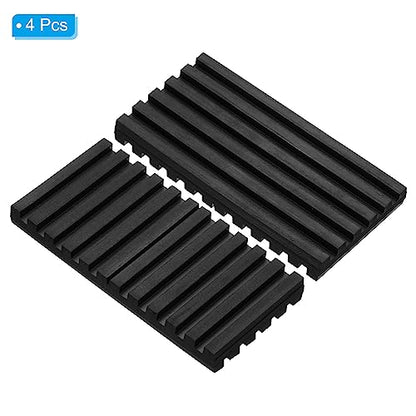 PATIKIL Rubber Anti-Vibration Pads, 4 Pcs Vibration Isolation Mats 4" x 2" x 0.4" for HVAC, Air Conditioner, Air Compressor, Washer Dryer, Black