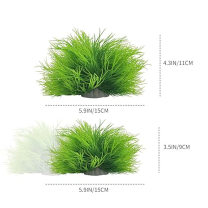 3 Pack Aquarium Plants,Decorations Artificial Fish Tank Plants with Weighted Base Green Aquarium Decor for Betta Tanks Aquascaping Reptile Terrariums (Green 3Pcs)