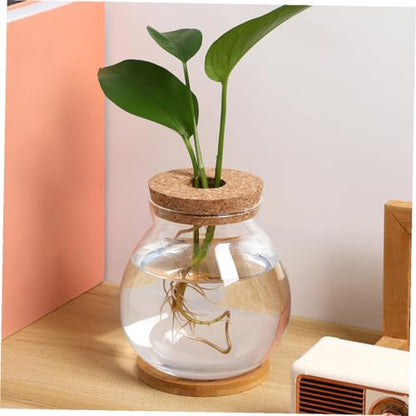 VICASKY Small Glass Fish Bowl with Lid and Mat, 10x11cm Hydroponic Mini Betta Fish Tank, Compact Terrarium Jar for Desktop Aquarium and Home Decor