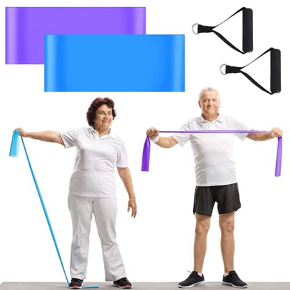 2 Pcs Resistance Band with Handles for Seniors - color: Blue, Purple