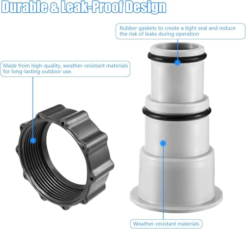 2 Packs Pool Hose Adapter Connector Converts 1.5 to 1.25 Inch Hoses-Replacement Parts Fits Filter Pumps and Saltwater Systems for Above Ground Swimming Pools