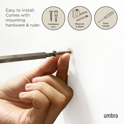 Umbra Flip Coat Rack, Wall Mount 8-Hook, Space Saving, Natural/Nickel - color: Natural, size: 8 hook