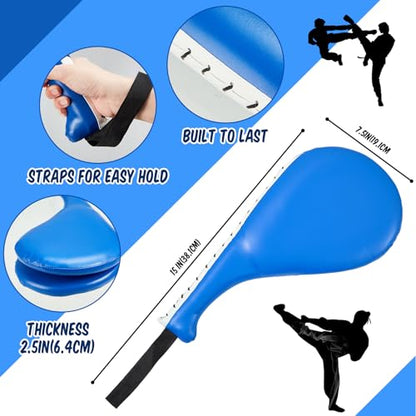 Poen 7 in 1 Taekwondo Kick Pad Boxing Training Equipment Punching Mitts Martial Arts Wrist Band Adjustable Soft Pads Set for Karate Muay Thai MMA Training - color: Blue