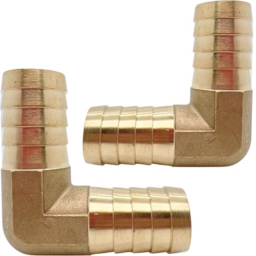 2pcs Brass Hose Barb Fitting 1/2" x 1/2" Barbed 90 Degree Elbow Connector L Right Angle by CX WONDERLAND - size: 1/2" Hose Barb