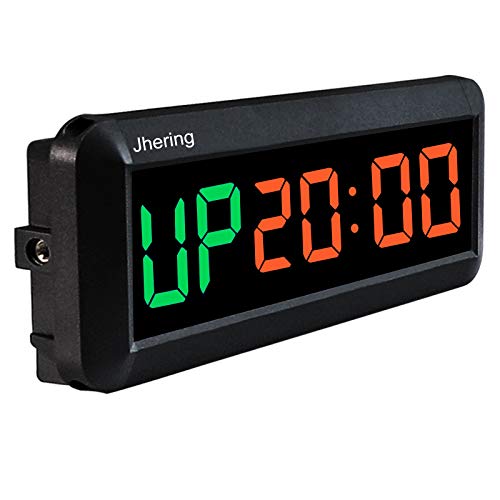 Gym Timer, LED Interval Timer with Remote, Count Down/Up Clock, Stopwatch, Workout Clock for Home Garage Gym Fitness Tabata EMOM 1.5" (Green/Red)