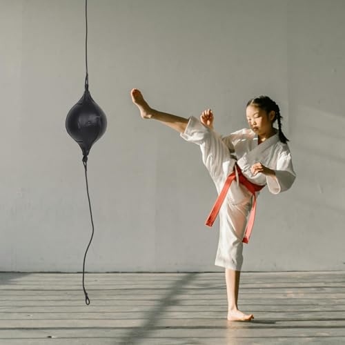 Boxing Reaction Speed Punching Ball Double-end Hanging Pu Bag with Rope Pump Needle Hook Set for Reflex Coordination Training at Home