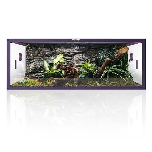 Stackable Reptile Enclosure, 85 Gallon Reptile Tank for Bearded Dragon, Snake, Ball Python, Colorful Aluminum Frame & Front Opening Tempered Glass Door with Handles for Easy Maintenance - color: Royal Purple, size: 85 Gallon