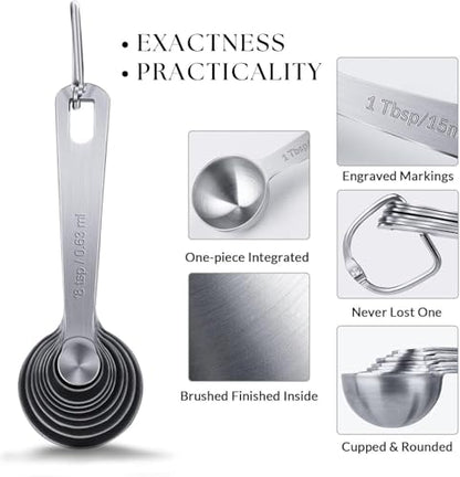 14PCS Measuring Spoons Set, 1 tbsp, 1/2 tbsp, and 1-1/16tsp Stainless Steel Measuring Spoons for Cooking Baking Spice Jars and Liquid Ingredients