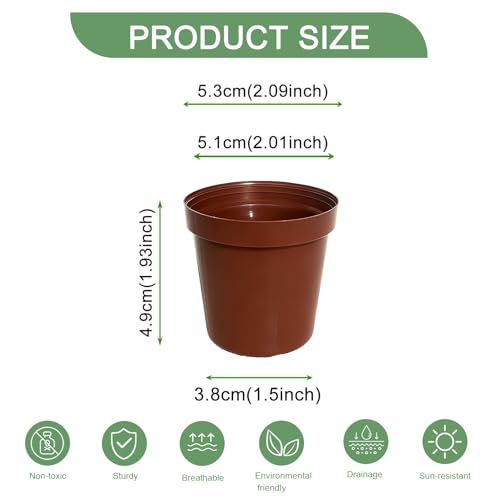 100 Pack 2 Inch Round Nursery Pots, 50 Clear and 50 Red Seedling Starter Pots, Plastic Plant Pots with Drainage Holes, for Seed Germination, Root View and Light Blocking - color: Clear + Red (100pcs)