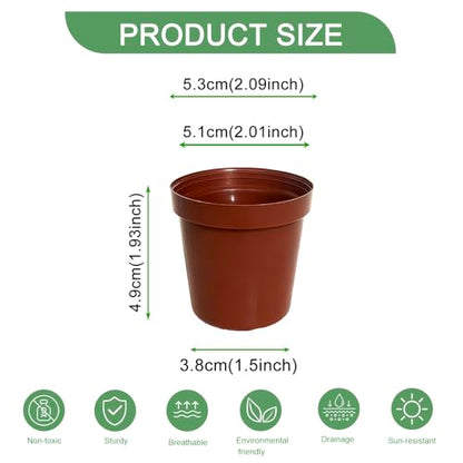 100 Pack 2 Inch Round Nursery Pots, 50 Clear and 50 Red Seedling Starter Pots, Plastic Plant Pots with Drainage Holes, for Seed Germination, Root View and Light Blocking - color: Clear + Red (100pcs)