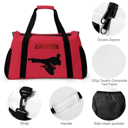 Personalized Taekwondo Karate Duffle Bag for kids Boy Girls,Custom Name Martial Arts Gear Bag,Water-Resistant Sparring Equipment Red - color: Taekwondo Karate-14