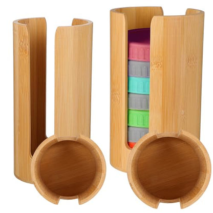 DIVINA VITAE 2 Pcs Mason Jar Lid Organizer (Wide Mouth & Regular Mouth) Bamboo Mason Jar Lid Storage Canning Vertical Storage Holder for Home Kitchen Organization & Tumbler Lids