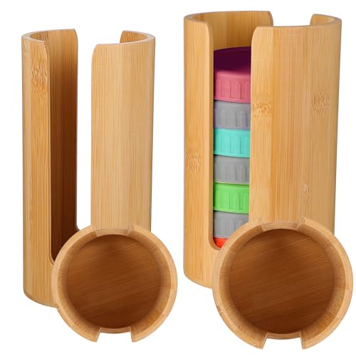 DIVINA VITAE 2 Pcs Mason Jar Lid Organizer (Wide Mouth & Regular Mouth) Bamboo Mason Jar Lid Storage Canning Vertical Storage Holder for Home Kitchen Organization & Tumbler Lids