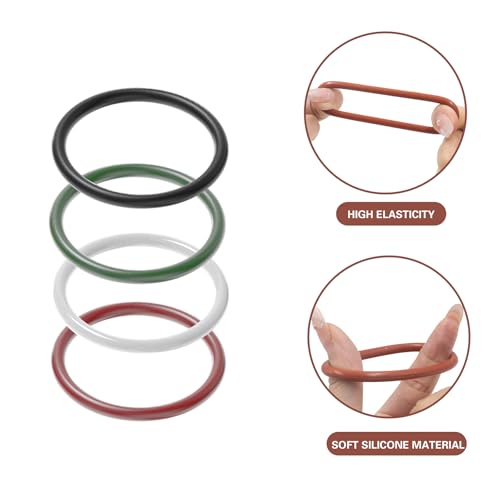 4 PCS Betta Fish Exercise Ring, Soft Silicone Betta Training Loop with Suction Cup, Aquarium Feeding Rings Fish Enrichment Toys, ID 50 mm (Red, Green, White, Black)