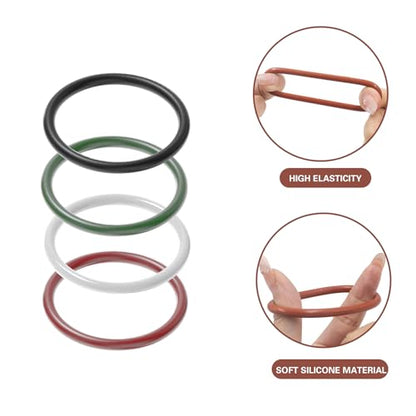 4 PCS Betta Fish Exercise Ring, Soft Silicone Betta Training Loop with Suction Cup, Aquarium Feeding Rings Fish Enrichment Toys, ID 50 mm (Red, Green, White, Black)