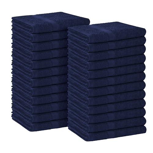 Avalon Towels Salon Towel - Navy Blue Hand Towels Bulk Pack of 24 - 100% Cotton Absorbent Spa, Facial & Gym Towel for Working Out - 16x27 Inches (Not Bleach Proof) - color: Navy
