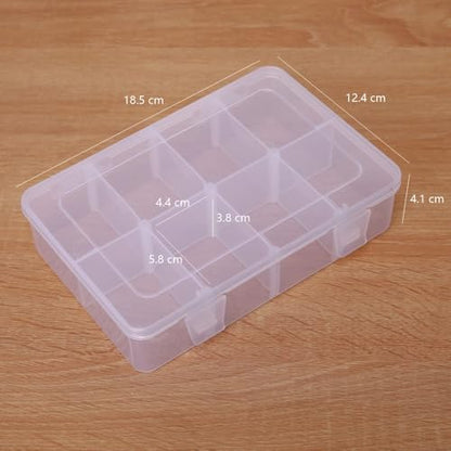 2 Pack 8 Grids Bead Organizers and Storage, Plastic Organizer Box with Removable Dividers Tackle Box Organizer for Jewelry, Art DIY Crafts, Beads,Electronics and Small Parts