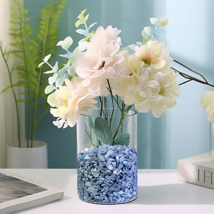HappyFiller 23 OZ Crushed Shell Chips Broken Pieces,Resin Art Crafts Beach Theme Vase Bowl Filler,Succulent Plants Soil Cover,Candle Holder,Aquarium Pebble,Tabletop Fountain,Wedding Centerpiece,Blue - color: Blue