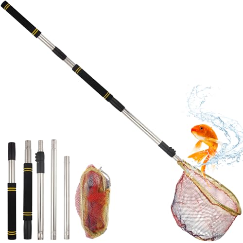 Fishing Nets, 58-94" Fishing Landing Net Telescoping for Riverbank Fishing Shrimp catching and Debris Removal Fishing Net Foldable