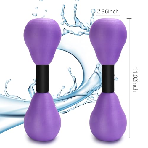 Carperipher Aquatic Dumbells,2Pcs Foam Water Weights Aerobic Exercise Fitness Equipment Dumbbells, Pool Resistance Swimming Training for Men/Women Weight Loss, Beginner Swimming Training - color: Purple