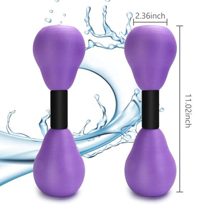 Carperipher Aquatic Dumbells,2Pcs Foam Water Weights Aerobic Exercise Fitness Equipment Dumbbells, Pool Resistance Swimming Training for Men/Women Weight Loss, Beginner Swimming Training - color: Purple