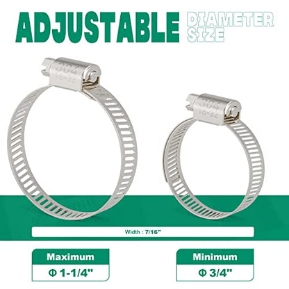 10PCS Hose Clamps Stainless Steel Adjustable 3/4"–1-1/4"(18-32mm) Worm Gear Hose Clamp, Heavy Duty Metal Small Hose Clamps for Automotive, Pipe, Radiator Plumbing, Fuel Line - size: 3/4"-1-1/4"(18-32mm)