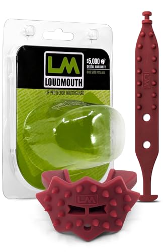 Loudmouth Football Mouth Guard - 3D SpikeSurge Football Mouthpiece with Strap, Fits Adult & Youth, Mouth Guard Football Accessories (Trojan Cardinal Red) - color: Trojan Cardinal Red