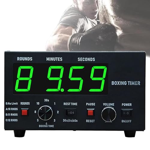 Professional Gym Timer, Big Screen Boxing Interval Timer, Adjustable Sound/Training Time/Cycle Repetitions, Muay Thai Training Timer for Boxing, Muay Thai, Fighting, Taekwondo, Karate Green - color: Green